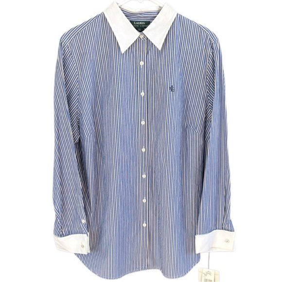 Lauren Ralph Lauren Tops - NWT Ralph Lauren Logo Monogram
Striped Button Front Top Size 1X